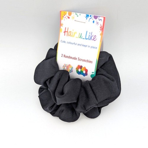 Classic Black Lycra Hair Scrunchie  (2 pack)