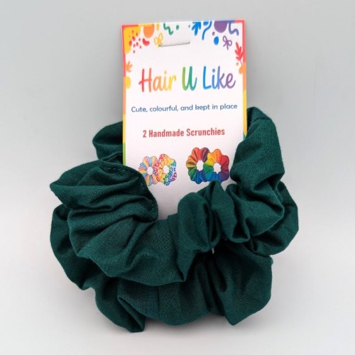 School Uniform Winter Green Scrunchie  (2 pack)
