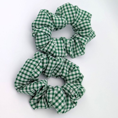School Uniform Gingham Green Alice Band and Scrunchie Set - Image 5