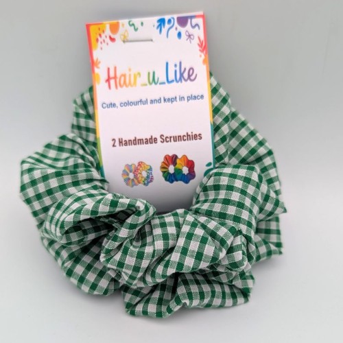 School Uniform Green Gingham Scrunchie (2 pack)