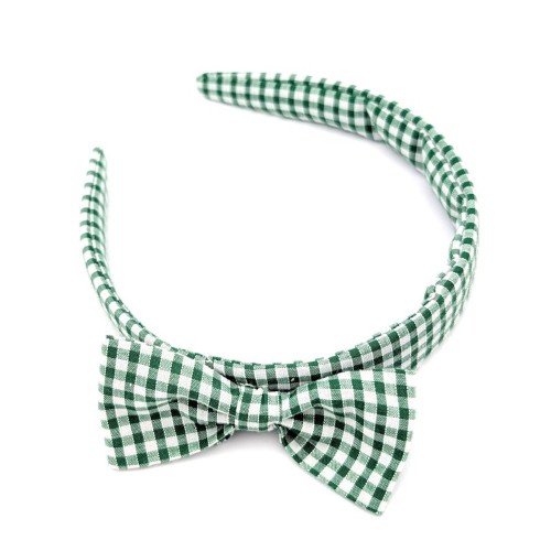 School Uniform Gingham Green Alice Band and Scrunchie Set - Image 3