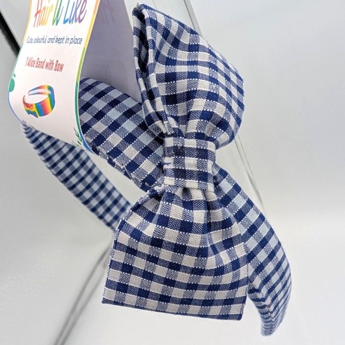 School Uniform Gingham Blue Alice Band and Scrunchie Set - Image 5