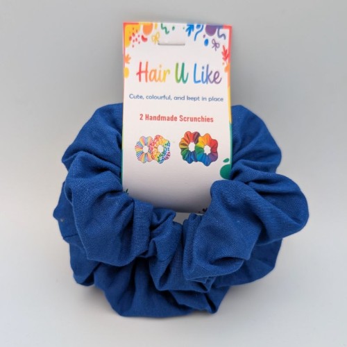 School Uniform Winter Royal Blue cotton  Scrunchie (2 pack)