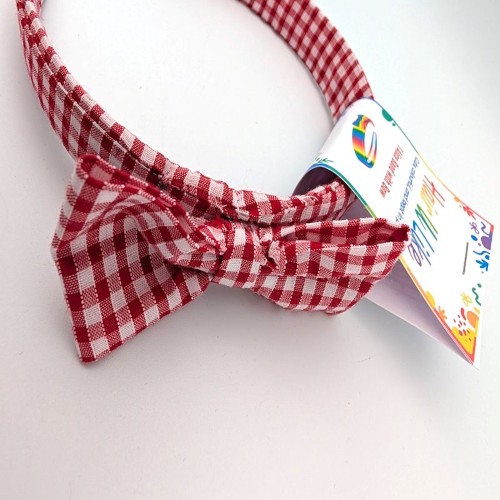 School Uniform Gingham Red Alice Band and Scrunchie Set - Image 3