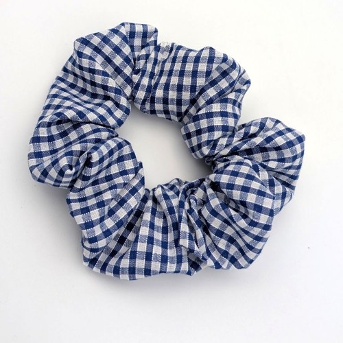 School Uniform Gingham Royal Blue Summer Scrunchie (2 pack) - Image 4