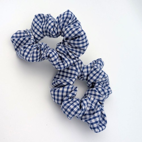 School Uniform Gingham Royal Blue Summer Scrunchie (2 pack) - Image 3