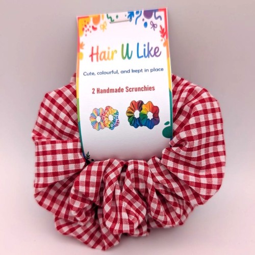 School Uniform Gingham Red Summer Scrunchie (2 pack)