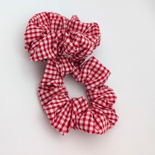 School Uniform Gingham Red Alice Band and Scrunchie Set - Image 5