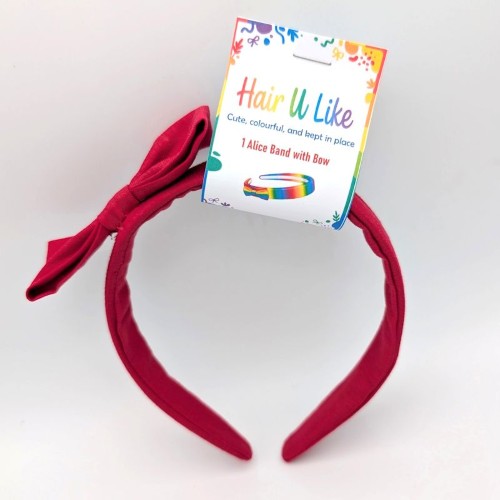 School Uniform Winter Red Cotton Alice Band with Side Bow