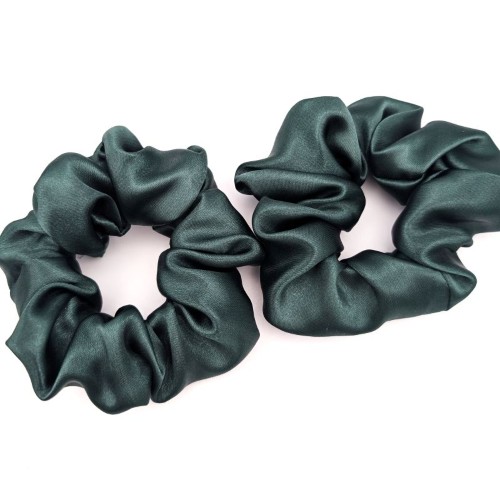 School Uniform Green Satin Alice Band and Scrunchie Set - Image 2