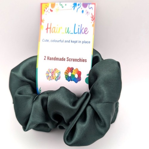 Winter Green Satin Scrunchie (2 pack)