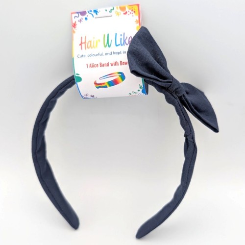 School Uniform Navy Blue Cotton Alice Band with Side Bow