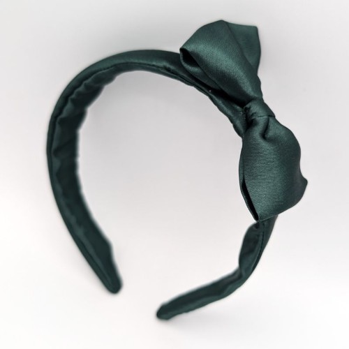 School Uniform Green Satin Alice Band and Scrunchie Set - Image 3
