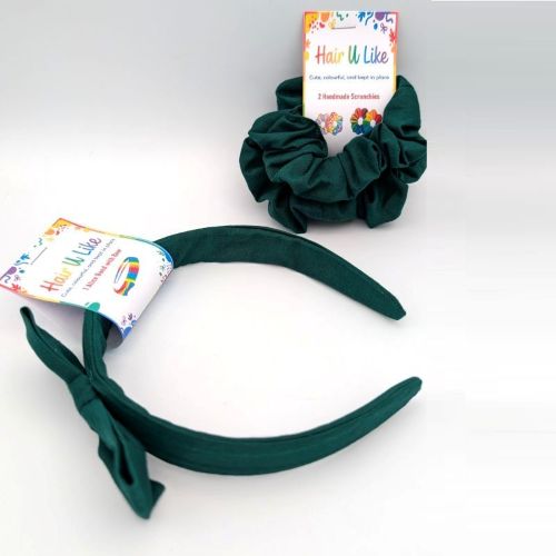 School Uniform Winter Green Alice Band and Scrunchie Set
