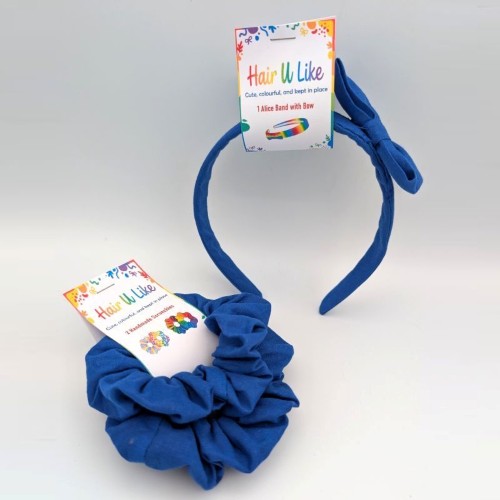 School Uniform Royal Blue Alice Band and Scrunchie Set