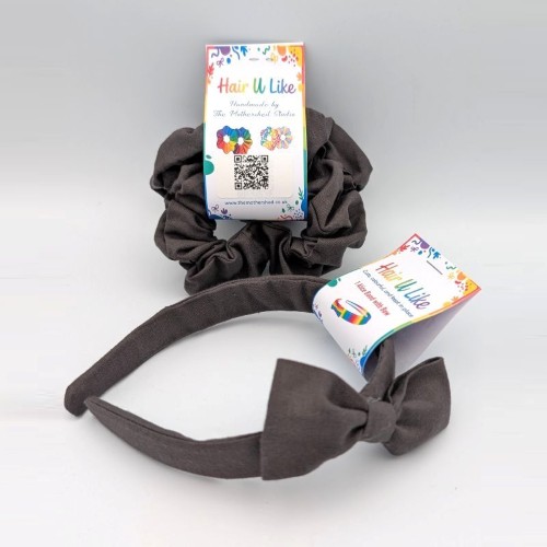 School Uniform Grey Alice Band and Scrunchie Set